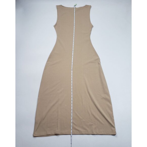 WeWoreWhat Boat Neck Midi Dress Beige Women’s Large Cotton Rib Knit Minimalist - Picture 9 of 16